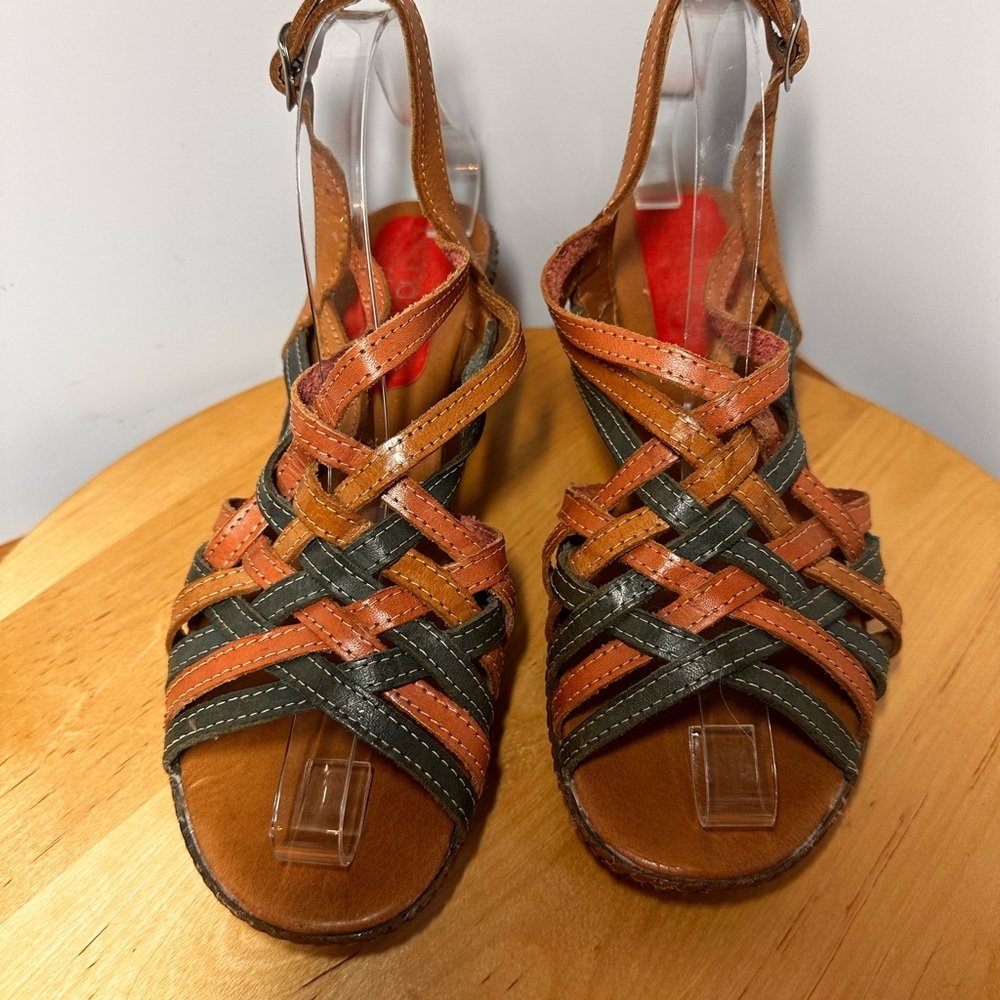Women's Multicolor Real Leather Strappy Sandals